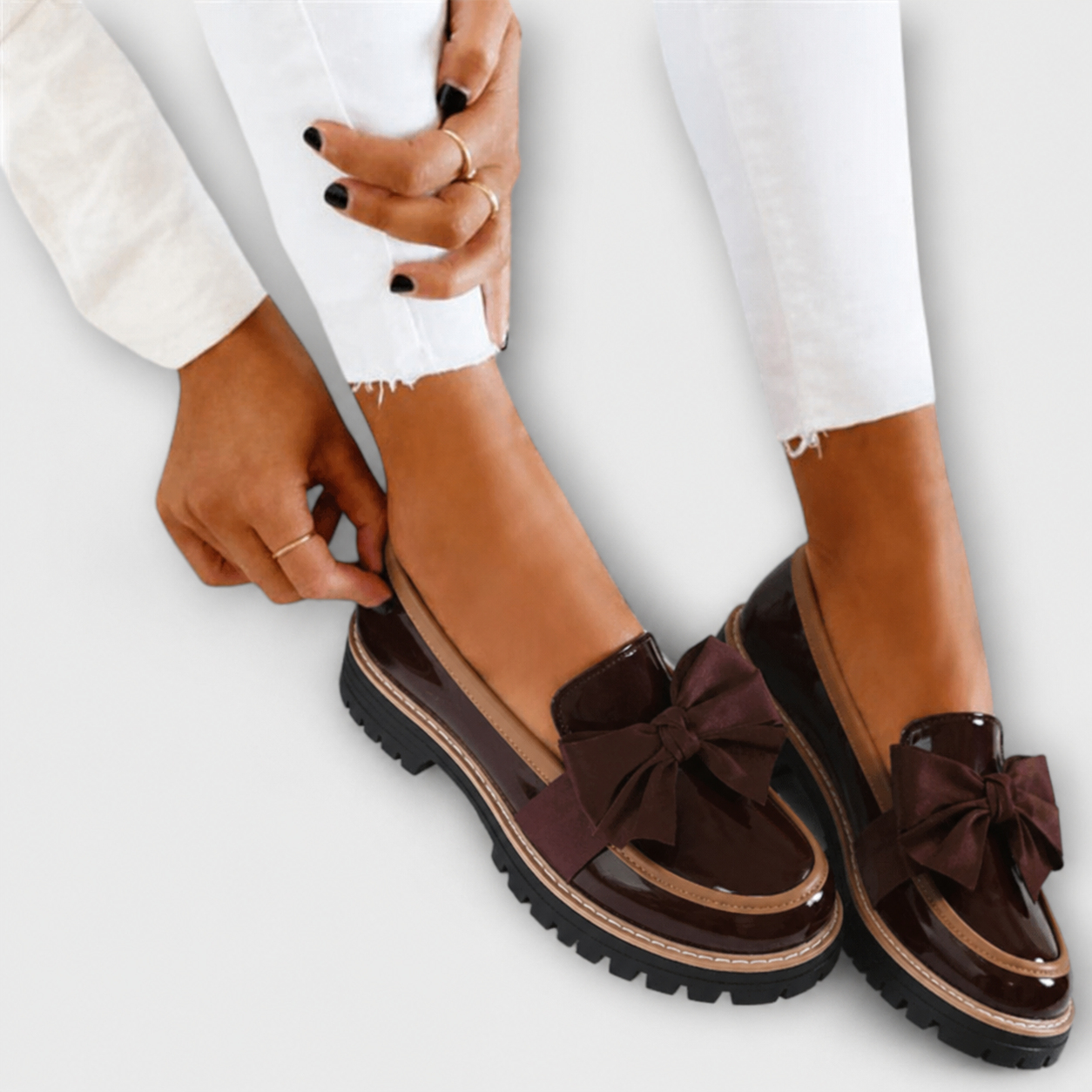 Mocassins brillants avec nœud