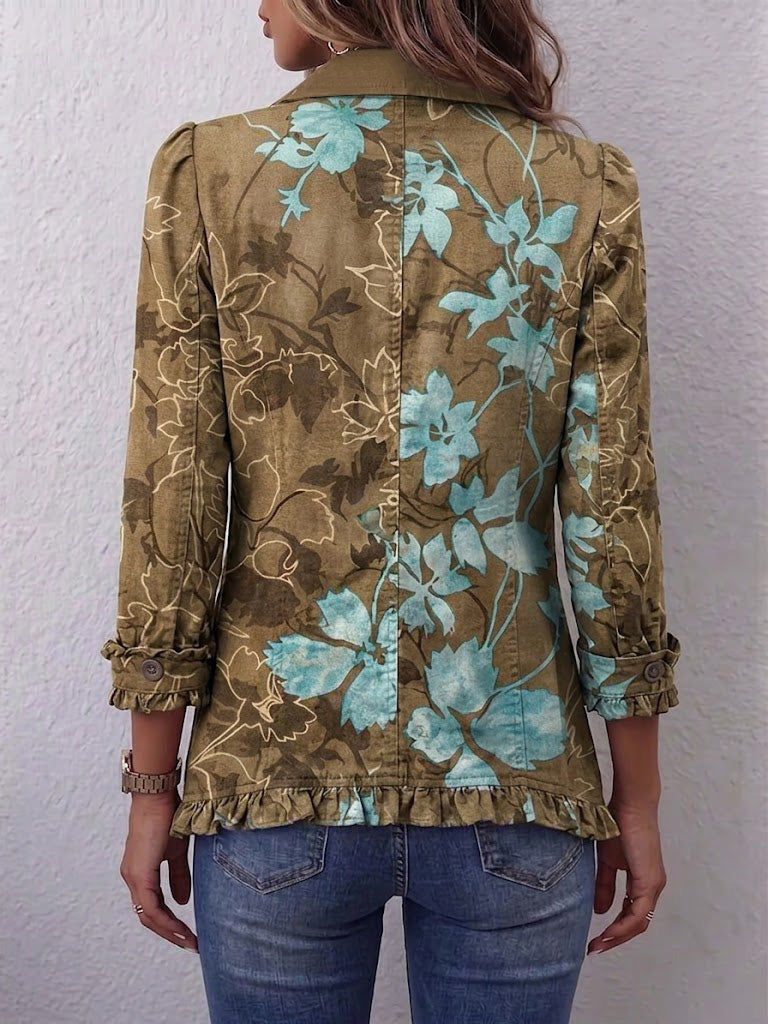 Santé | Chaqueta con estampado floral degradado y volantes