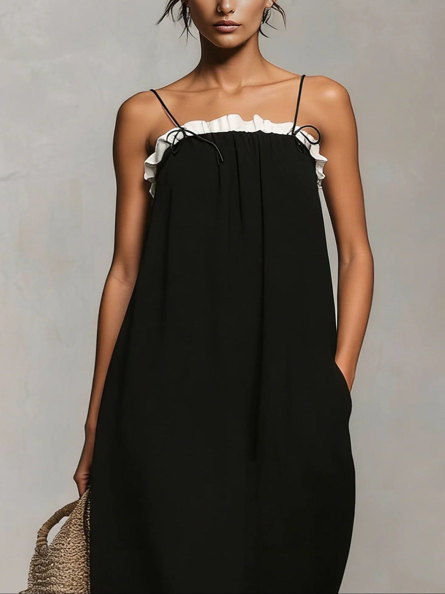 Mirelle | Vestido largo estilo color-block con tirantes finos