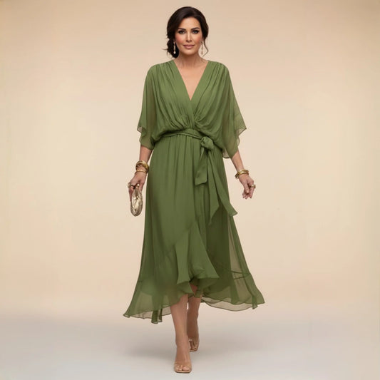 MARTA | Robe en mousseline de soie à encolure en V