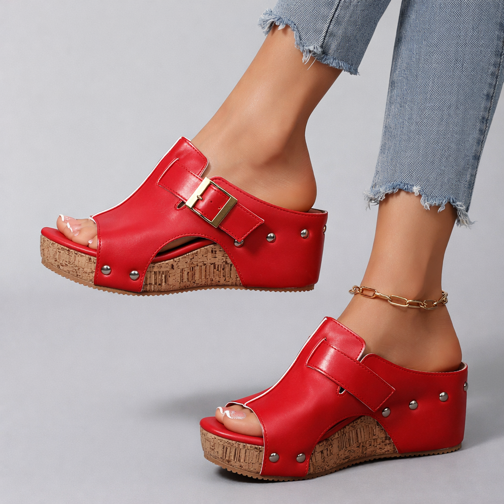 CASSIA | Sandalias de cuña de piel