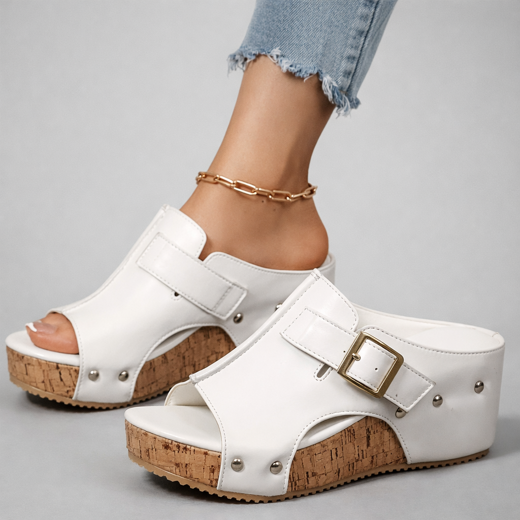 CASSIA | Sandalias de cuña de piel