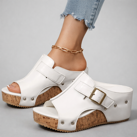 CASSIA | Sandalias de cuña de piel