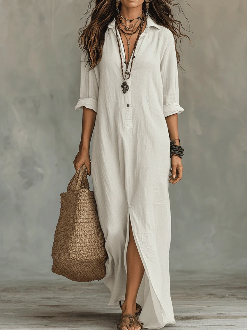 Soline | Vestido largo negro tipo maxi con botones