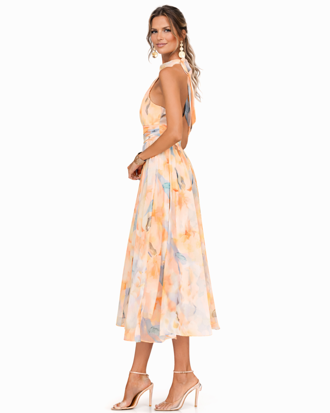 Aurora | Vestido halter con estampado de acuarela