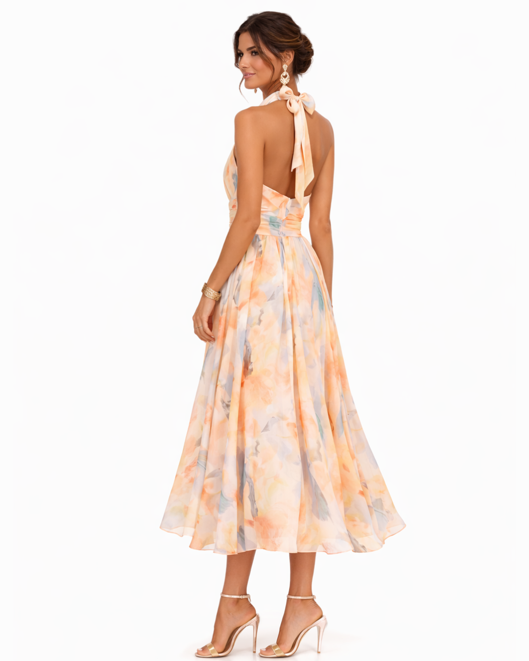 Aurora | Vestido halter con estampado de acuarela