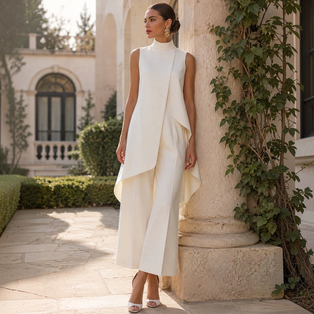 Valentina | Elegante mono con cuerpo de cuello alto drapeado