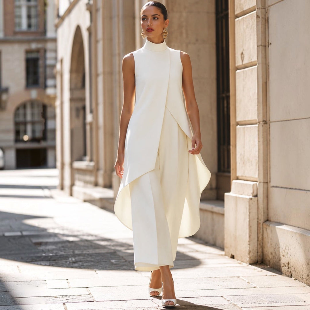Valentina | Elegante mono con cuerpo de cuello alto drapeado