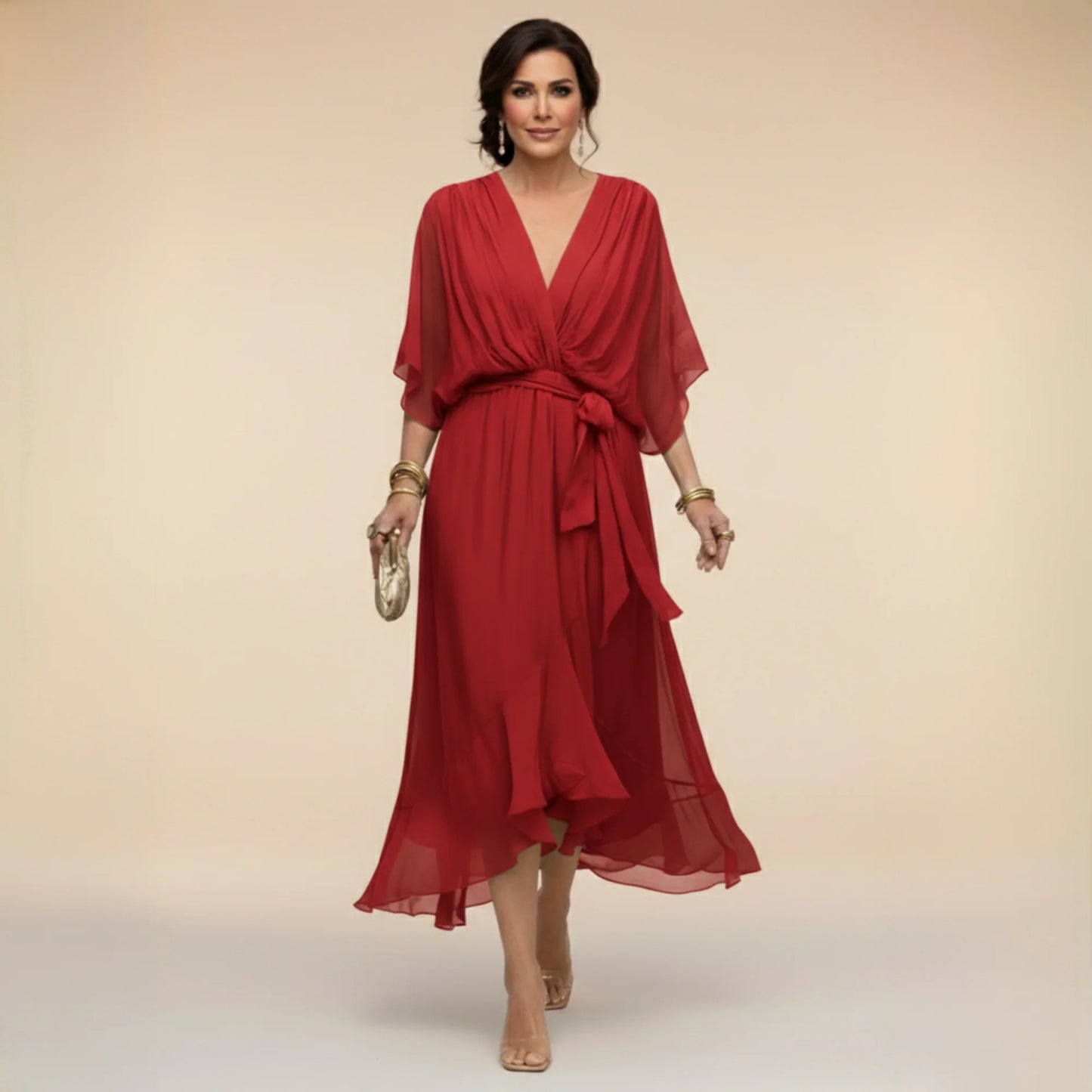 MARTA | Robe en mousseline de soie à encolure en V