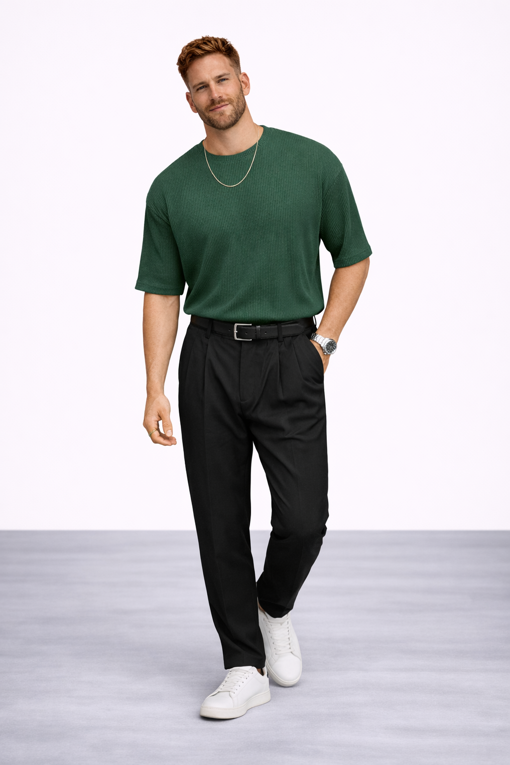 Eduardo | Camiseta oversize de felpa - Verde