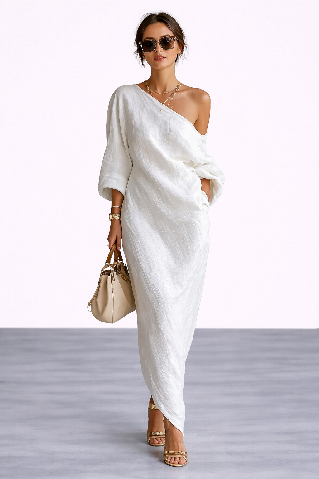 Melisa | Robe longue asymétrique, élégante et fluide