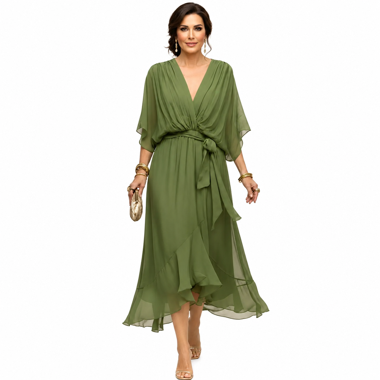 MARTA | Vestido de chiffon con escote de V