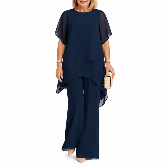 Conjunto Mujer Top Asimétrico + Pantalón Ancho