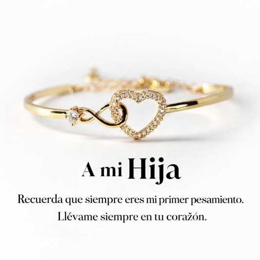 Pour ma fille : toujours dans mon cœur | Bracelet Cœur de Cristal Infini