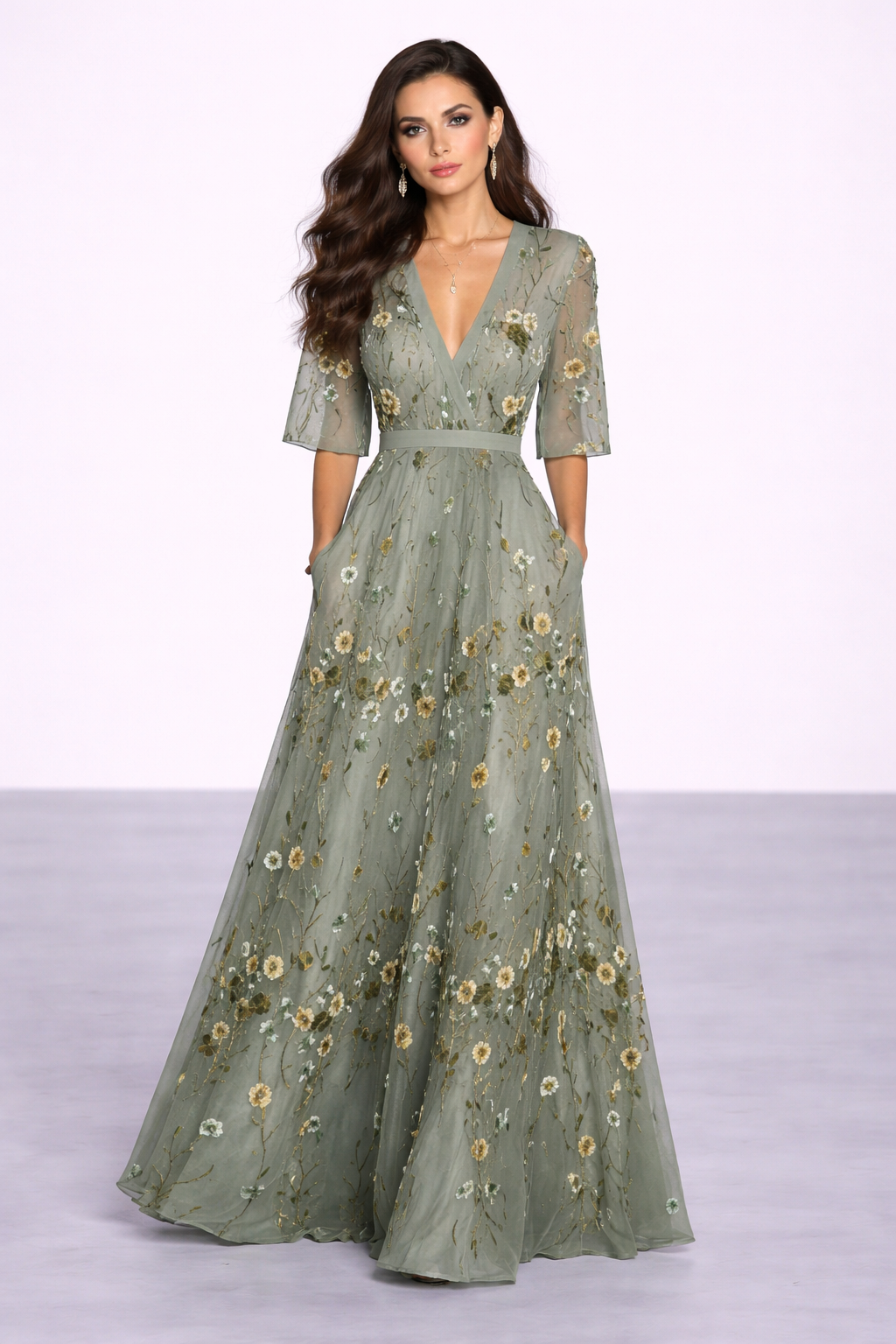 Valentina | Robe longue élégante avec décolleté plongeant
