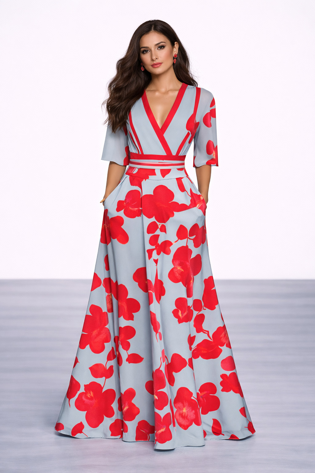 Valentina | Robe longue élégante avec décolleté plongeant