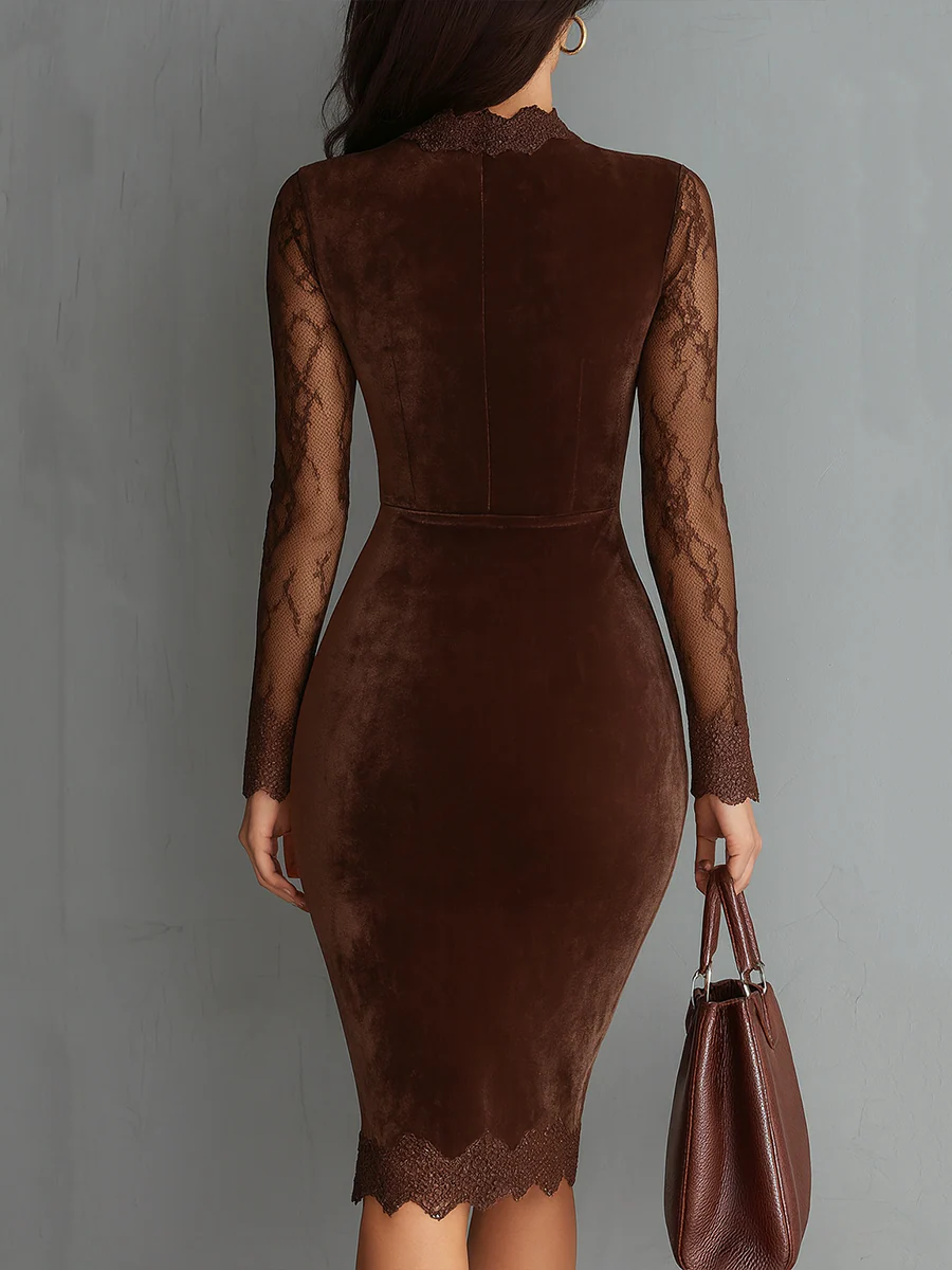 Aurélia | Minivestido de terciopelo con mangas de encaje