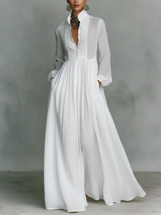 Léonie| Vestido largo minimalista con cuello alto