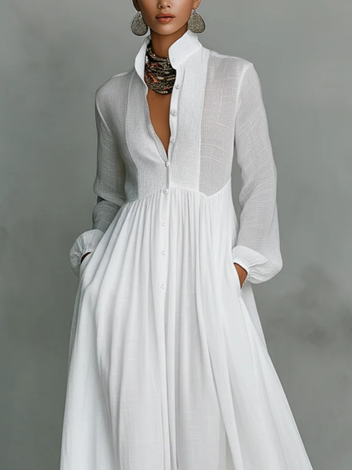 Léonie| Vestido largo minimalista con cuello alto