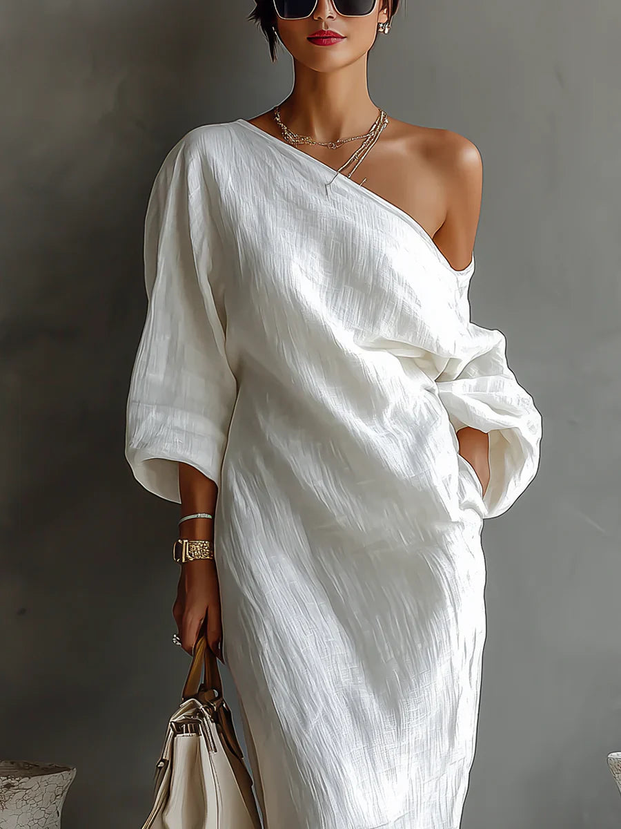 Melisa | Robe longue asymétrique, élégante et fluide