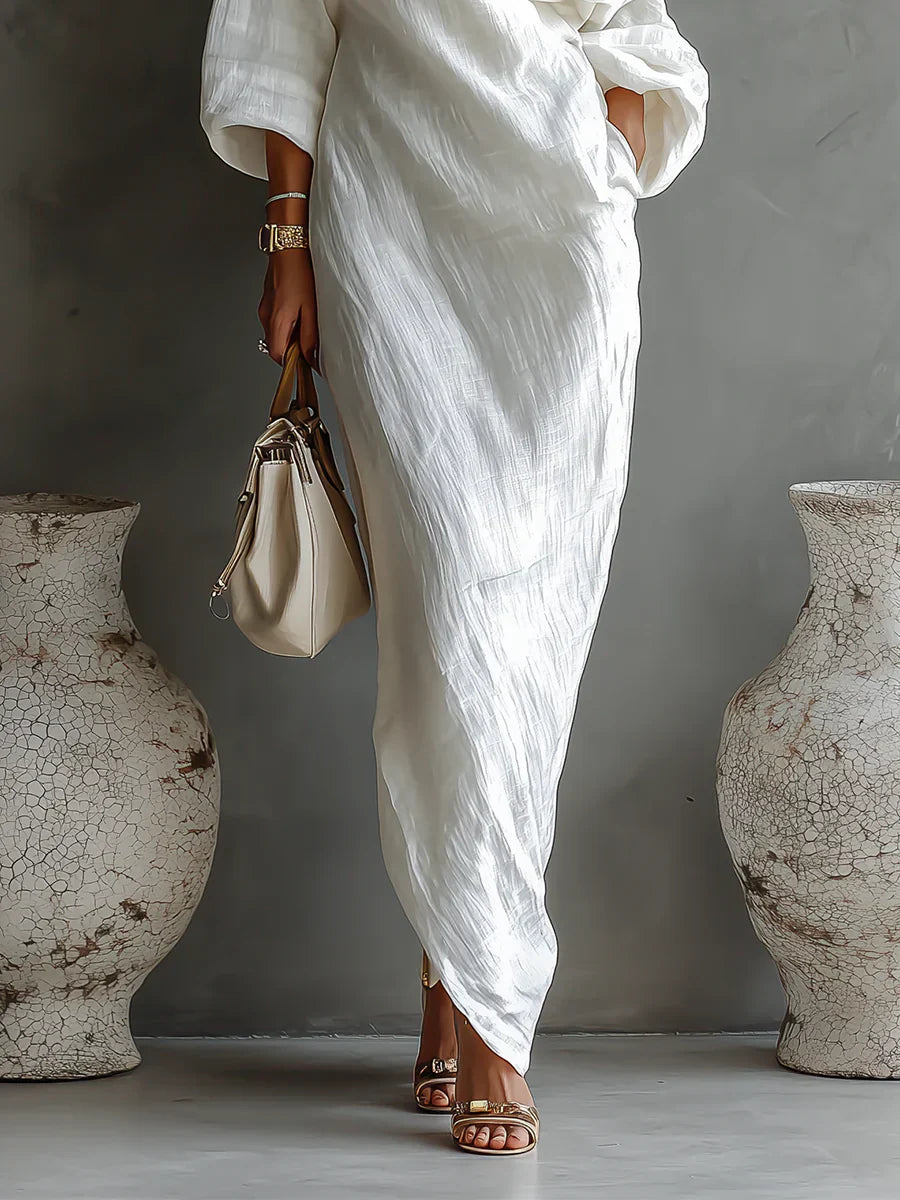 Melisa | Robe longue asymétrique, élégante et fluide