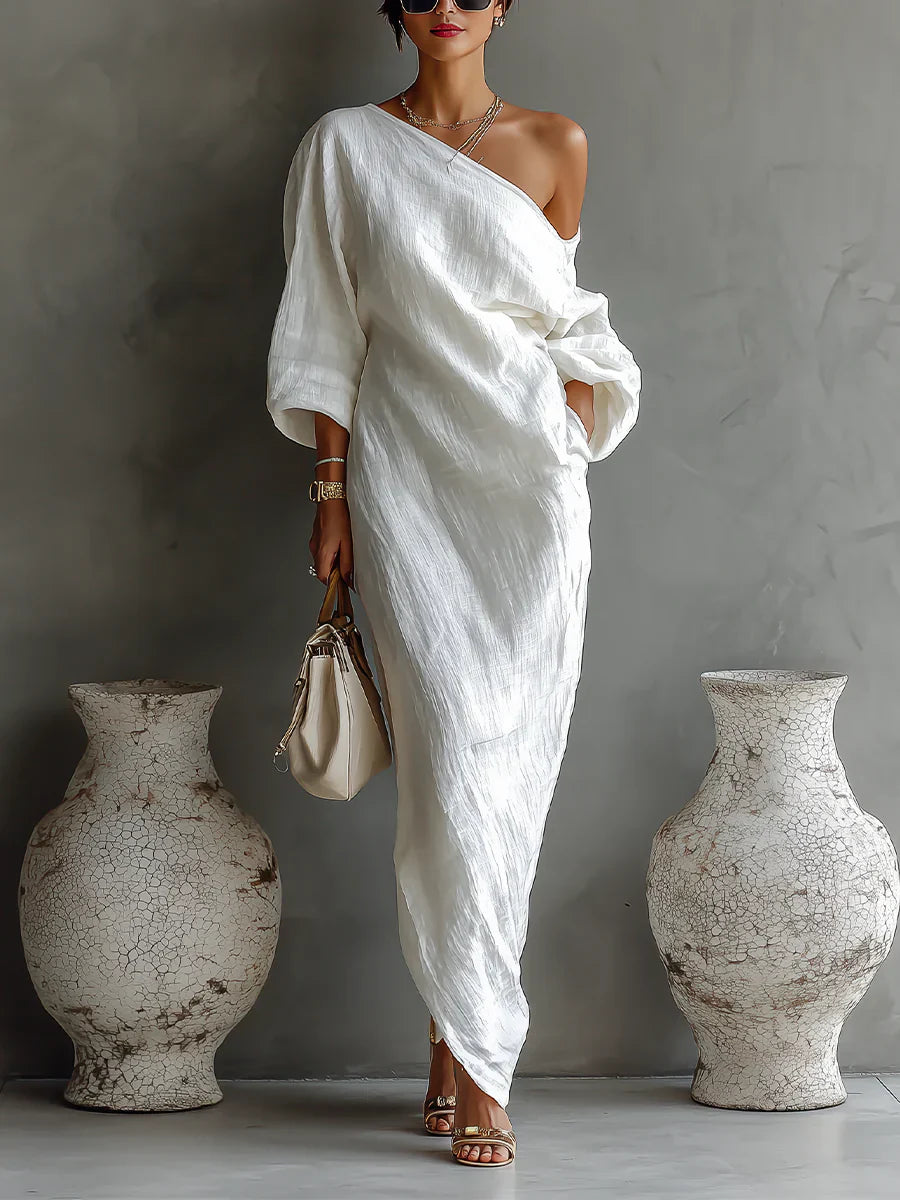 Melisa | Robe longue asymétrique, élégante et fluide