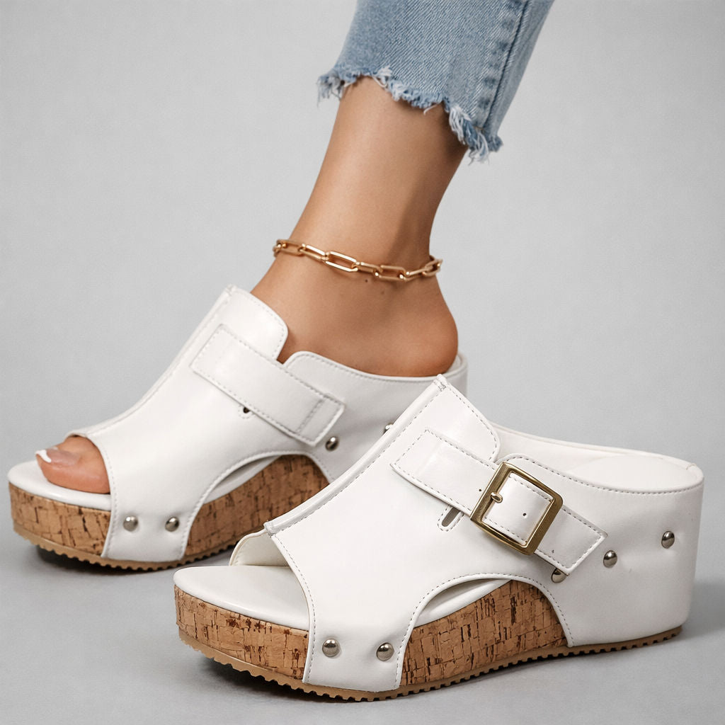 CASSIA | Sandalias de cuña de piel
