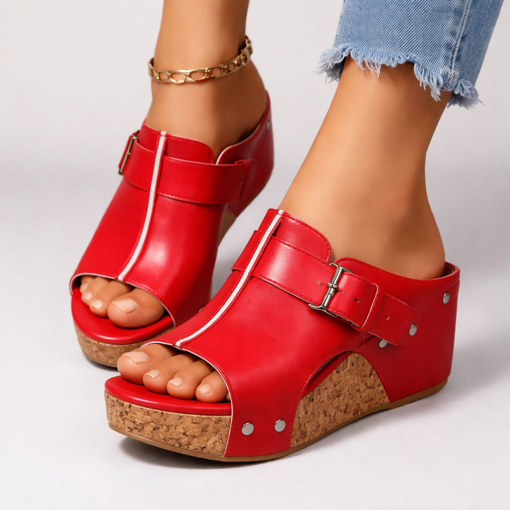 CASSIA | Sandalias de cuña de piel