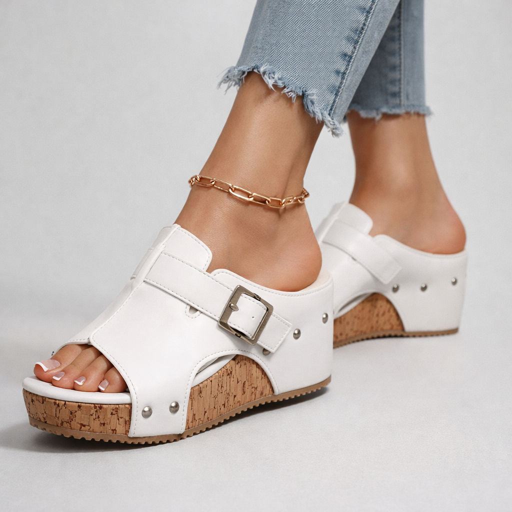 CASSIA | Sandalias de cuña de piel