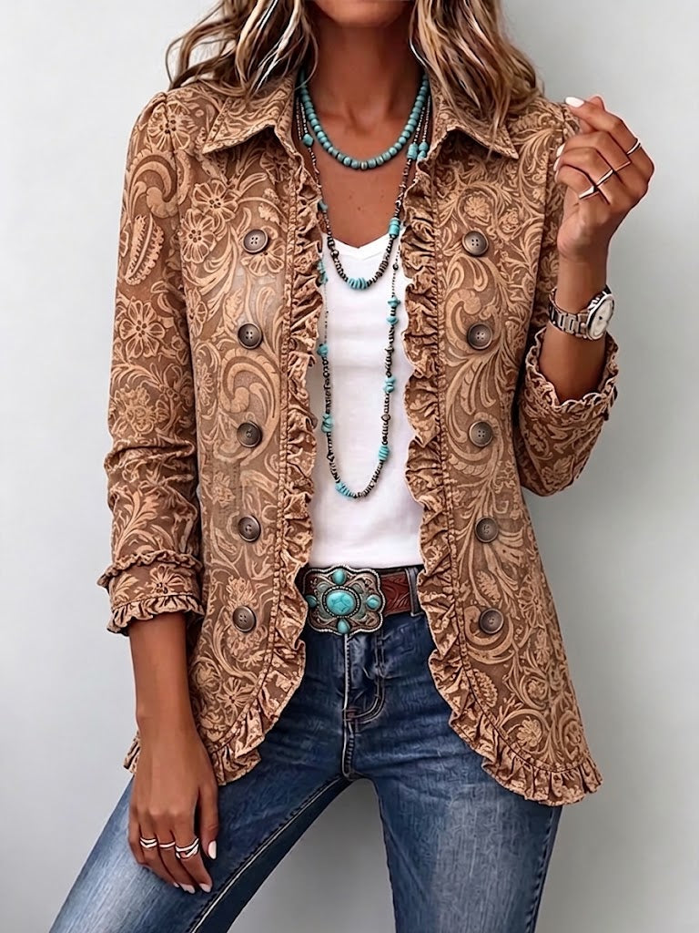 Concepción | Chaqueta floral vintage con volantes