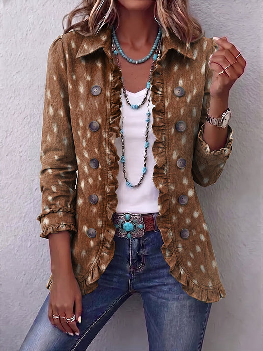 Nicolasa | Chaqueta con estampado animal y volantes