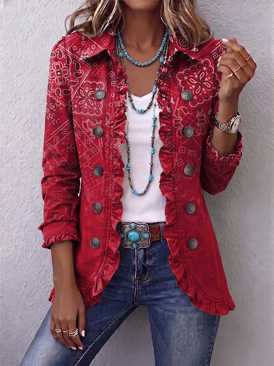 Clotilde | Chaqueta de cachemir degradada con volantes