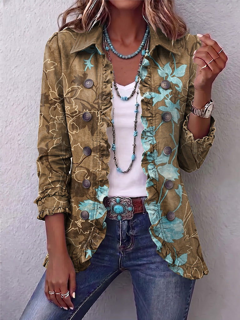 Santé | Chaqueta con estampado floral degradado y volantes