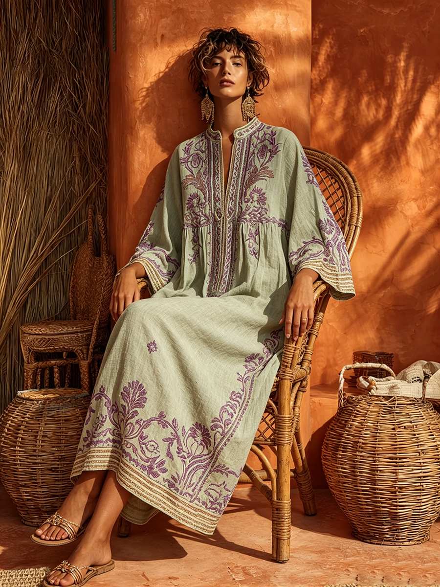 Celestina – Vestido boho bordado con encanto mediterráneo