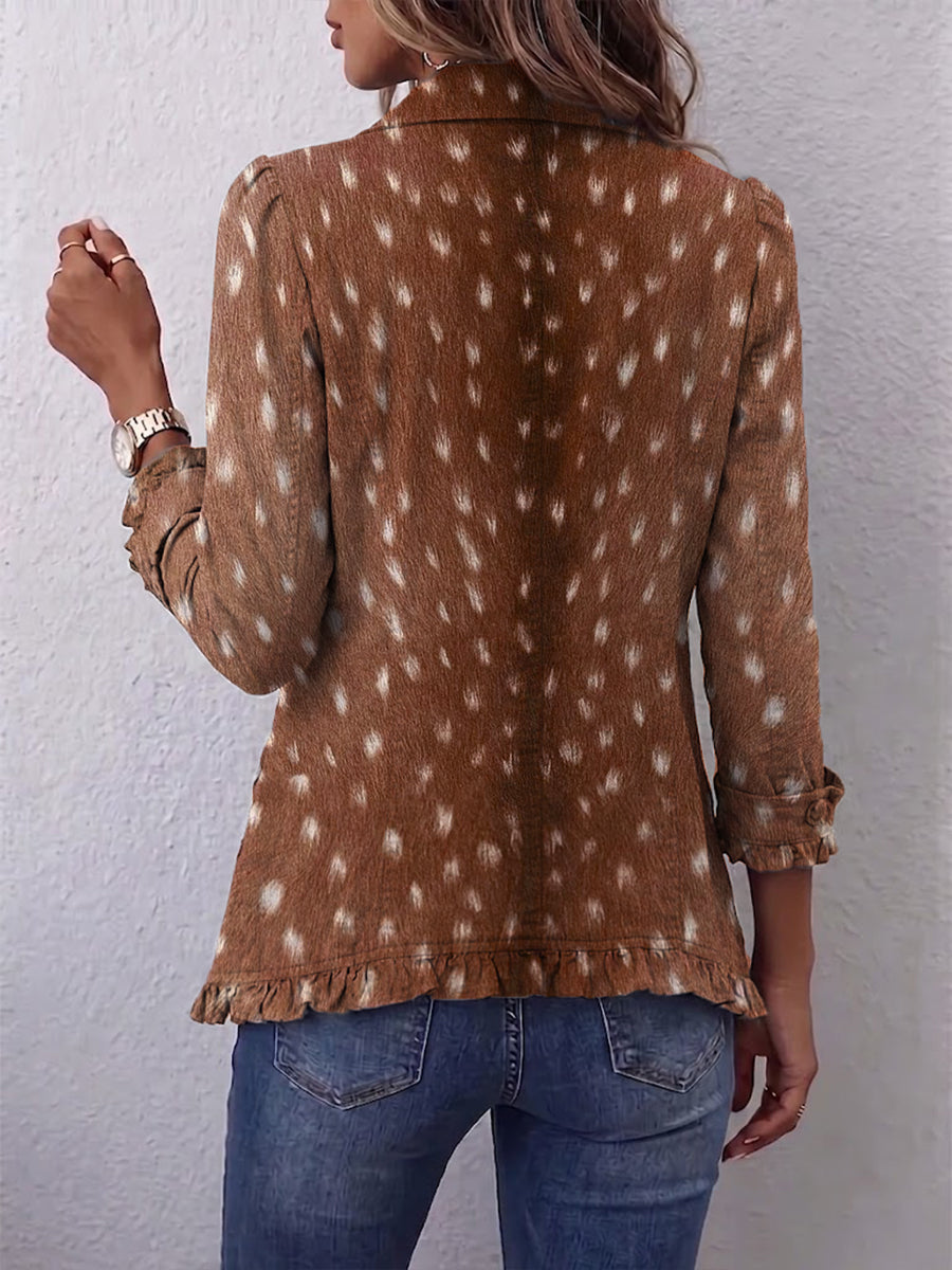 Nicolasa | Chaqueta con estampado animal y volantes