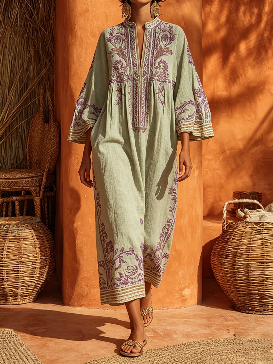 Celestina – Vestido boho bordado con encanto mediterráneo
