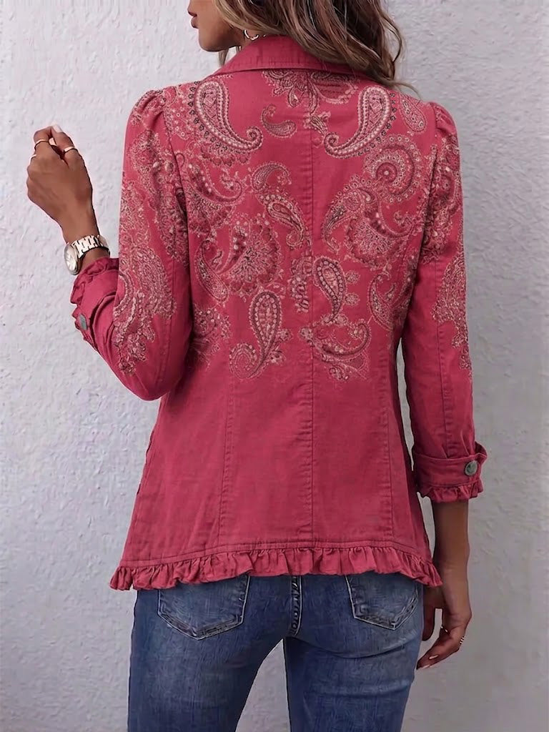 Adoración | Chaqueta rosa de cachemir con volantes