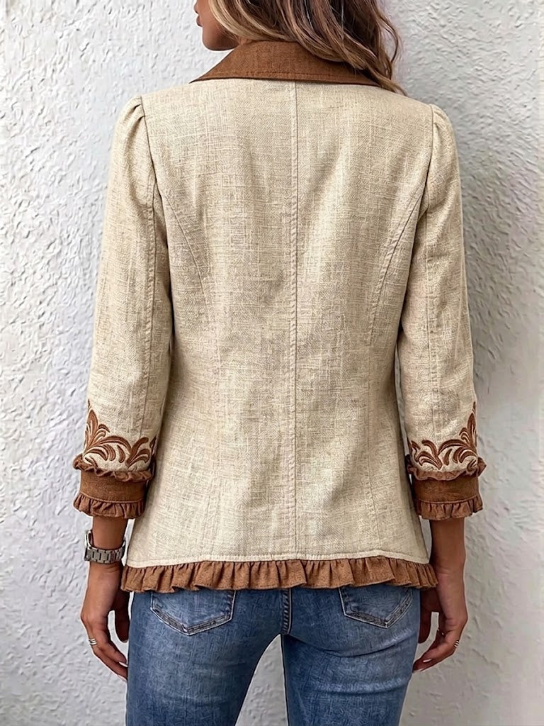 Almudena | Chaqueta bordada con flores y volantes