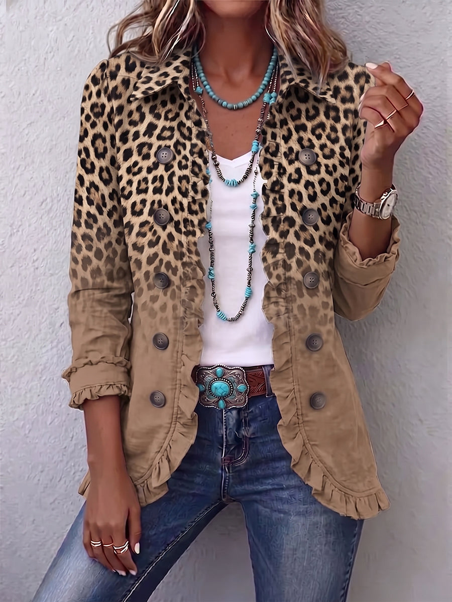 Angeles | Chaqueta con estampado de leopardo degradado y volantes