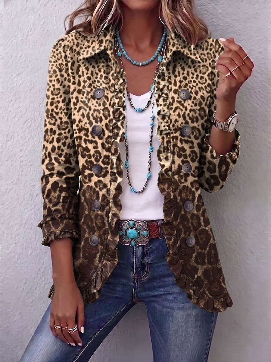 Nazaret | Chaqueta con estampado de leopardo y volantes