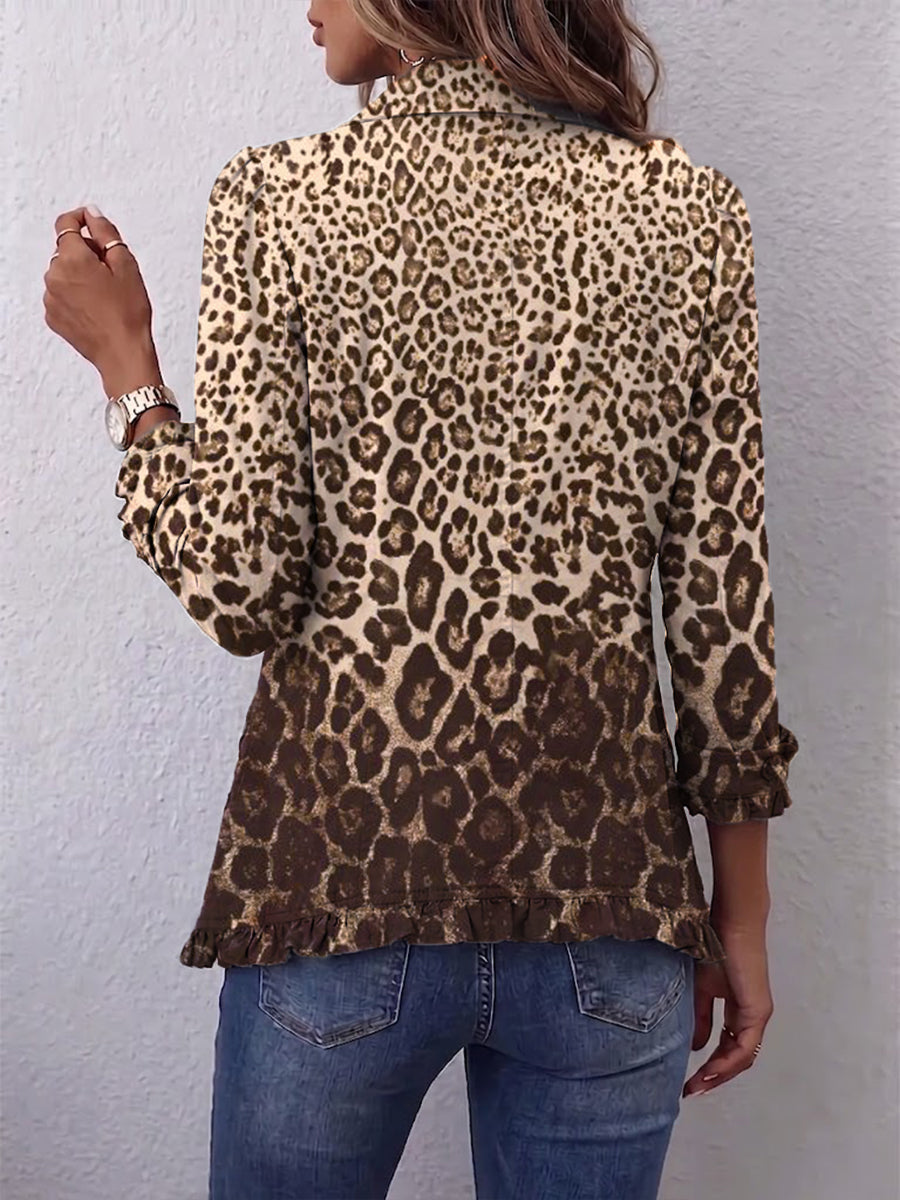 Nazaret | Chaqueta con estampado de leopardo y volantes