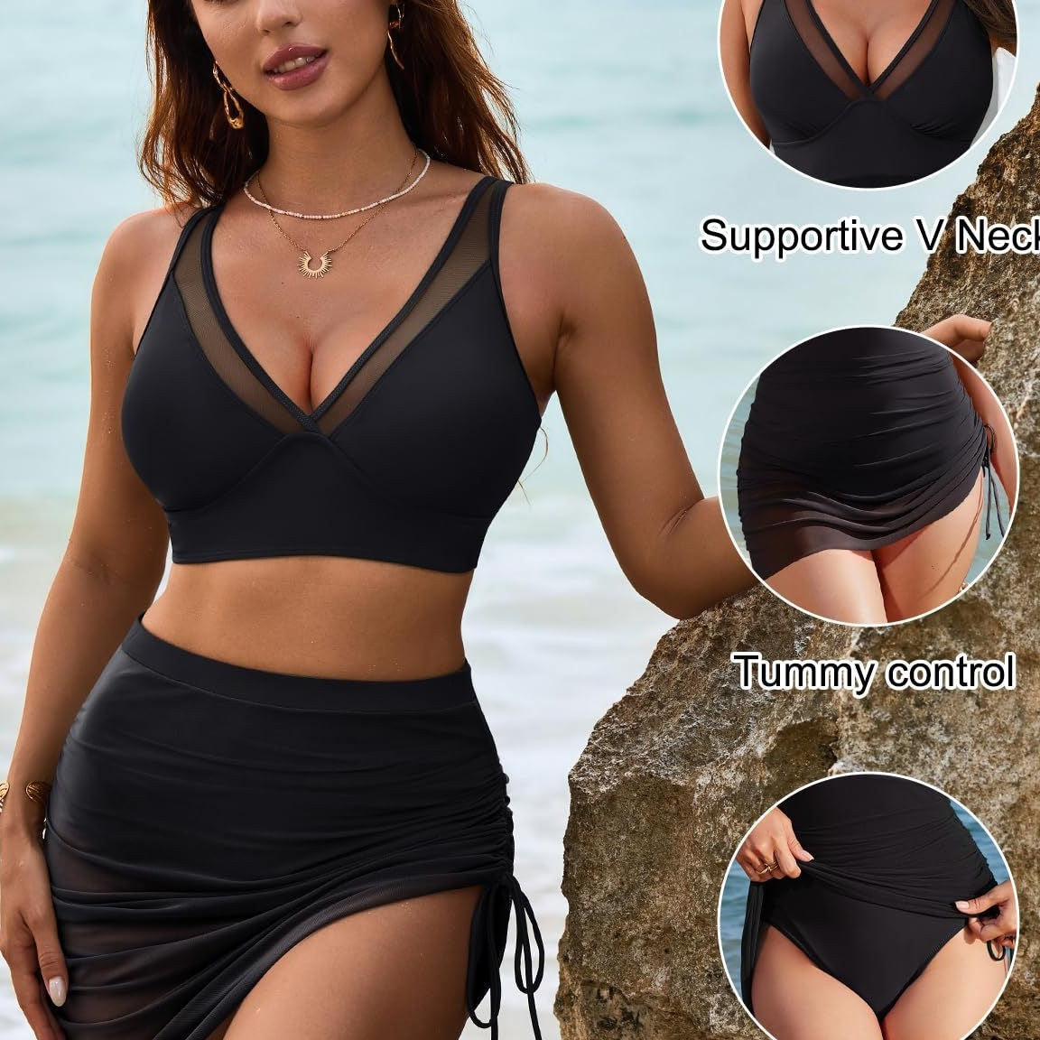 Amalia | Bikini Cintura Alta con Falda | Sin Tirantes