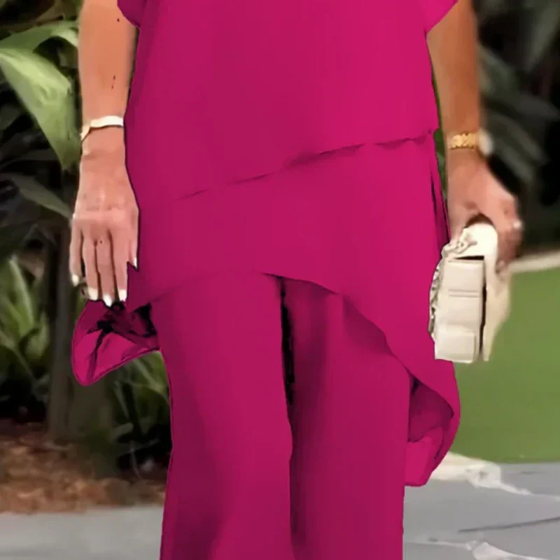 Conjunto Mujer Top Asimétrico + Pantalón Ancho