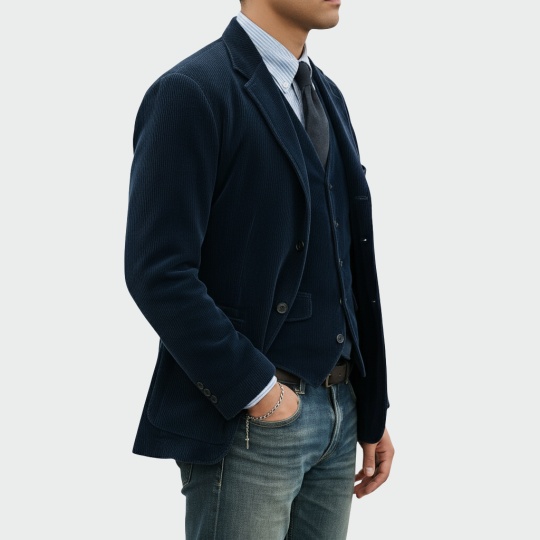 Tommy | Conjunto de 2 piezas: blazer y chaleco de terciopelo